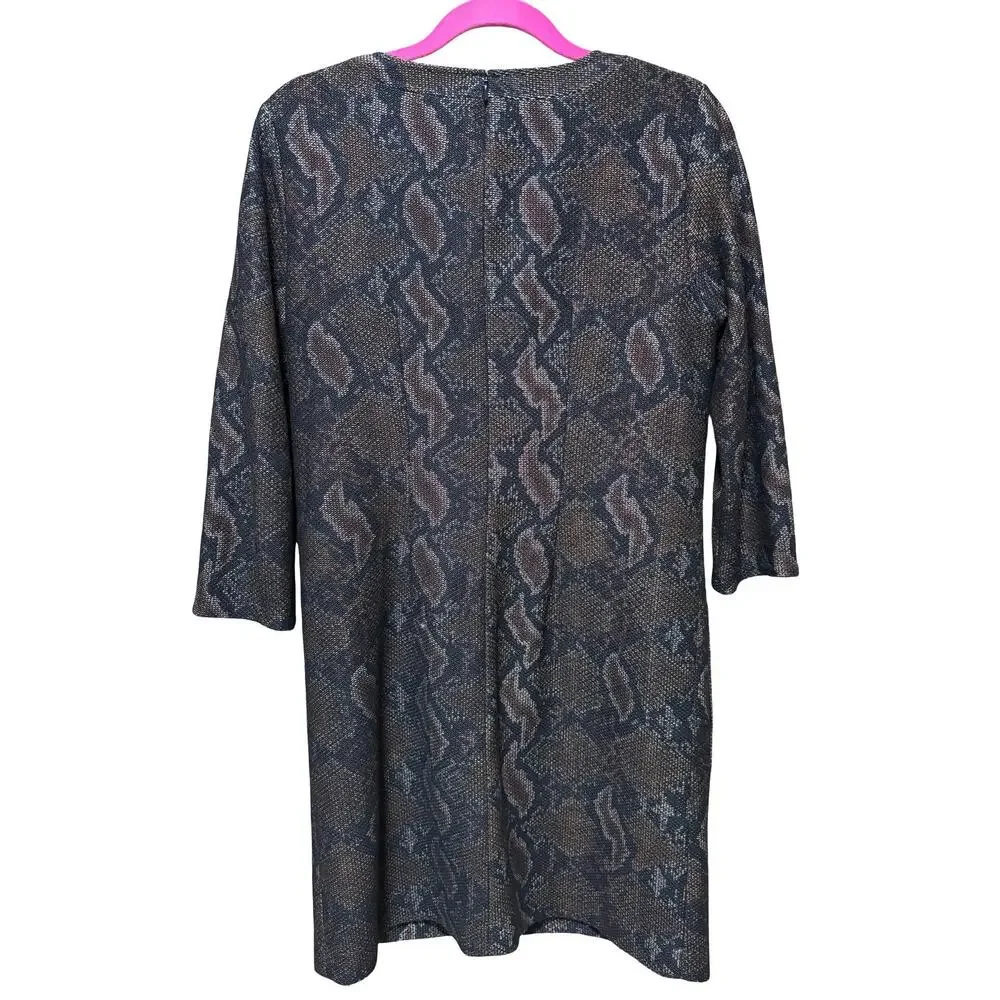 W by Worth Deep Coco Brown Snakeskin Print V-Neck Shift Dress – Size 6